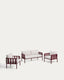 Omala set: two-seater and 2 armchairs made of rope and aluminum in burgundy color