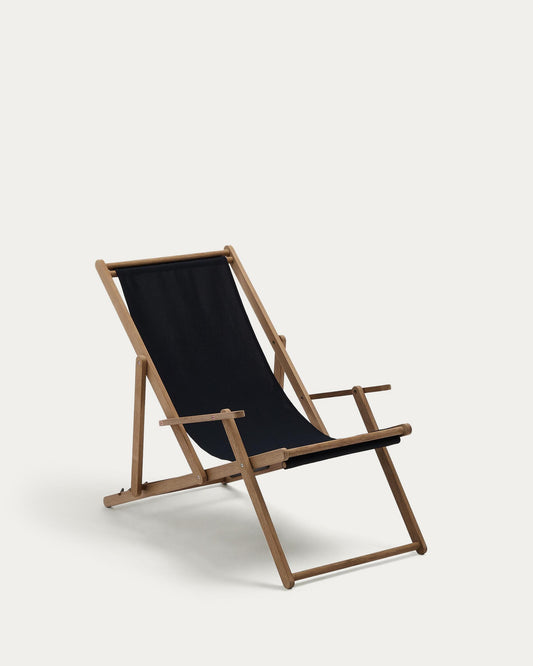 Wilara black outdoor folding lounger made of FSC 100% solid acacia wood