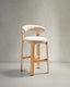 Granite chair in beige chenille and solid ash wood with natural tone finish FSC 100% 75cm