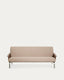 Amsen light brown 3-seat walnut plywood sofa with brushed stainless steel legs 205cm