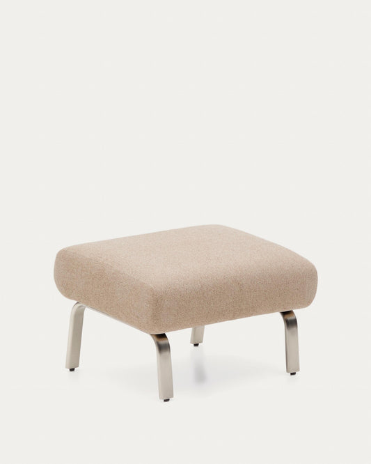 Amsen light brown footstool with brushed stainless steel legs 68 x 55 cm