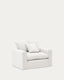 Nora armchair with removable cover and ecru linen and cotton cushion 140 cm
