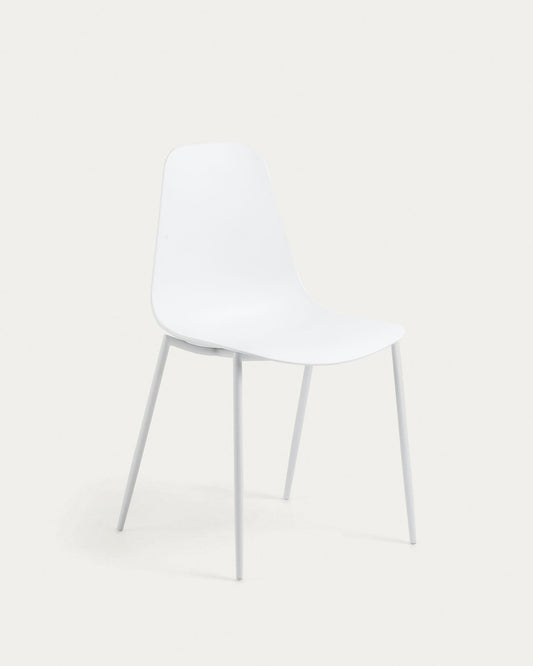 Whatts chair with steel legs in white finnish