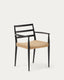 Analy chair with armrests in solid oak wood with black finish and rope seat FSC Mix Credit