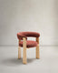 Granite chair with 3 legs terracotta chenille and solid ash wood in natural finish FSC 100%