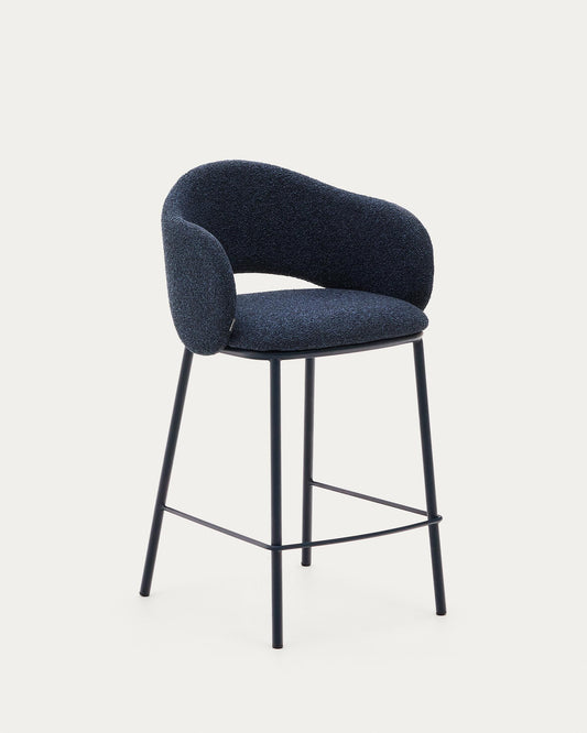 Maina chair in blue chenille and steel legs with a blue finish FSC Mix Credit 65 cm