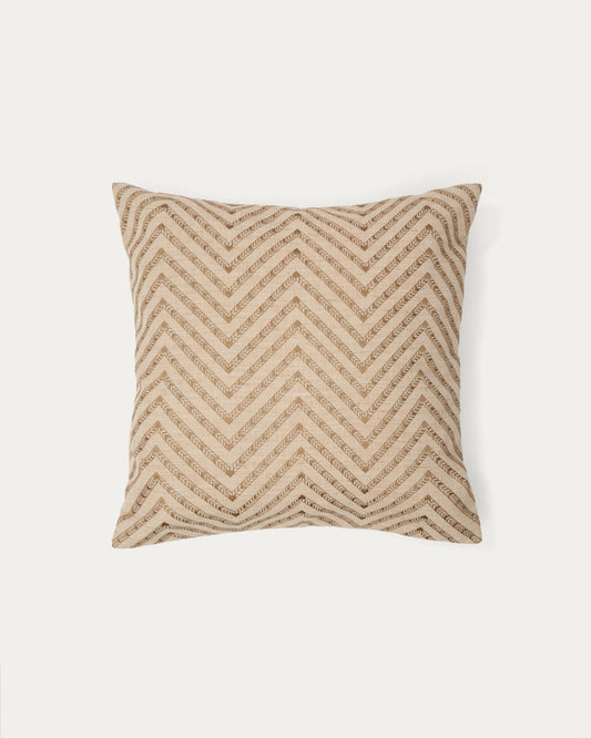 Olea Beige Contrast Cotton Jacquard Cushion Cover 50 x 50 cm