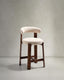 Granite chair in beige chenille and solid ash wood with walnut finish FSC 100% 65cm