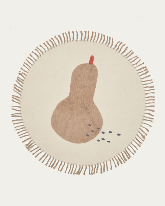 tamya 100% cotton round rug with brown pear, Ø 120 cm