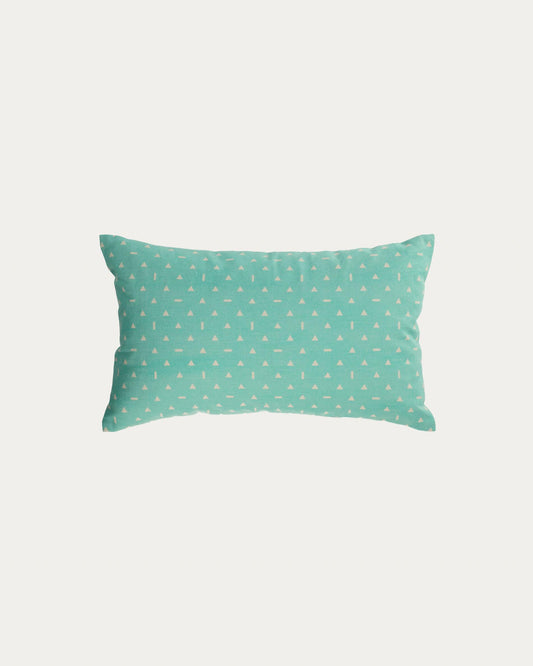 Zale 100% cotton cushion cover in turquoise color with white triangles 30 x 50 cm