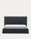 Anthracite gray linen and cotton Jaira bed with removable cover for FSC Mix Credit mattress 180 x 200 cm