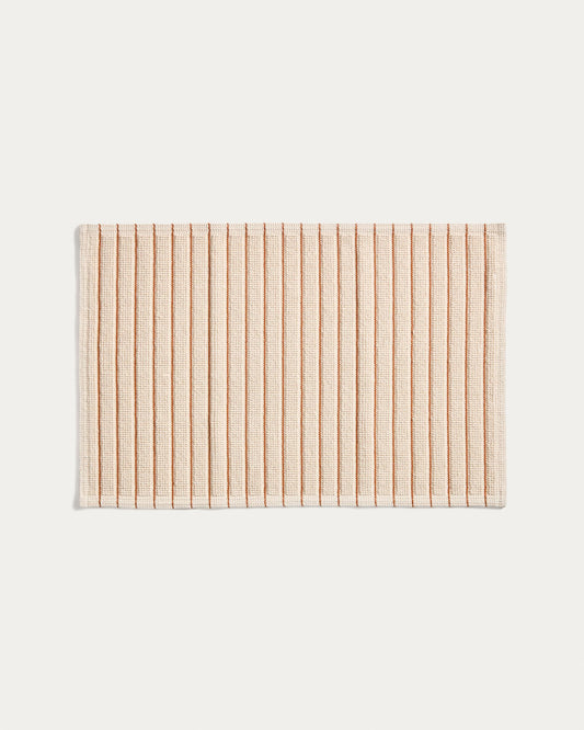 Merade cotton bathroom rug with orange stripes 50 x 80 cm