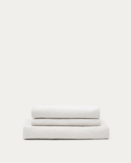 Nora armchair cover in ecru linen and cotton 140cm