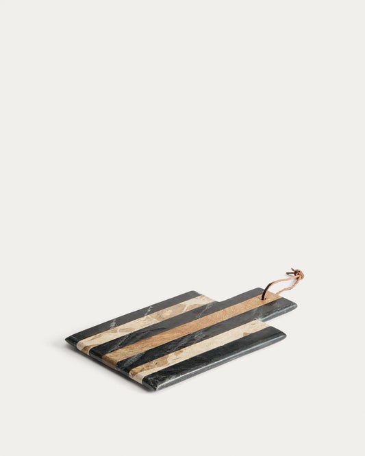 Surne poslužavnik od crnog, braon i bež mermera 30 x 18 cm