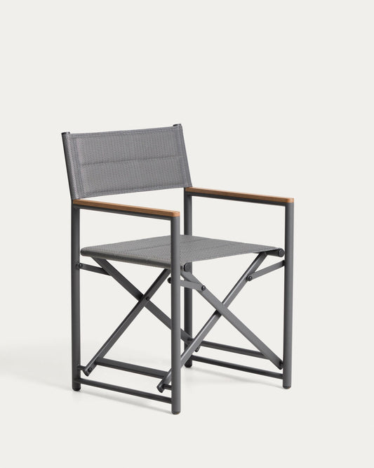 Folding chair Tisno for outdoor use in aluminum, graphite and texteline gray