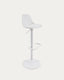 Orlando-t bar stool white synthetic leather and matt white steel 60-82 cm