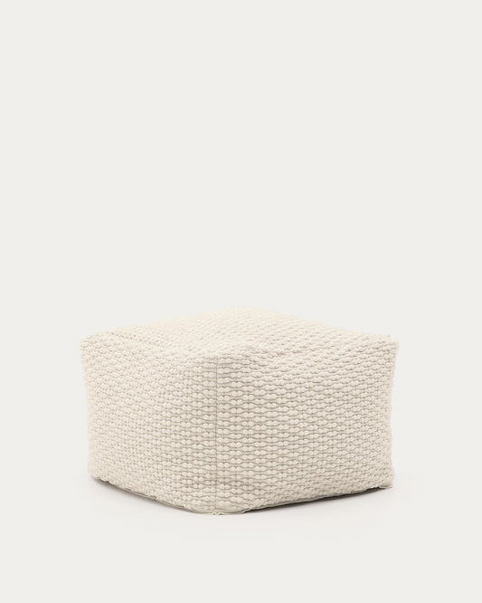 Mascarell pouffe, cotton and polyester in white, 60 x 60 cm