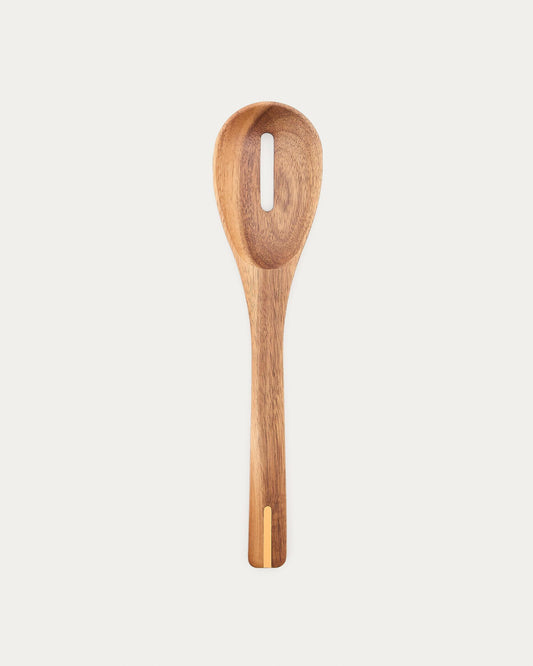 Zairin spoon with hole in FSC 100% acacia wood and metal