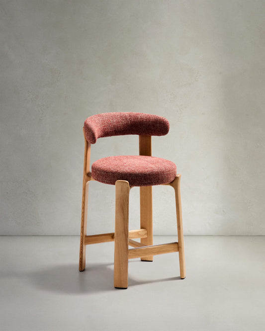 Granite chair in terracotta chenille and solid ash wood with natural tone finish FSC 100% 65cm