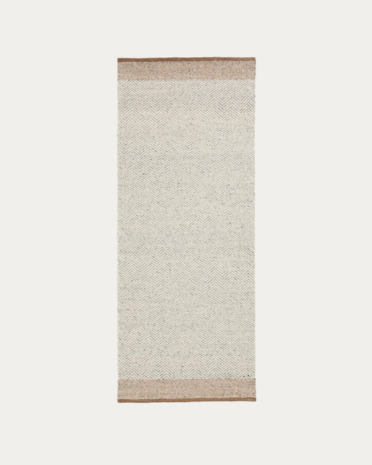 Nifelia beige woolen jacquard rug-runner 200 x 80cm