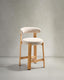 Granite chair in beige chenille and solid ash wood with natural tone finish FSC 100% 65cm