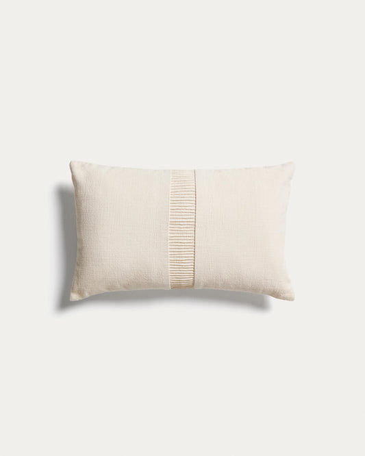 Luadia cotton cushion cover with pleated detail in natural color 30 x 50 cm