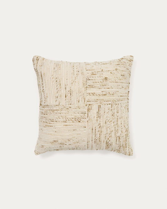 Anuba beige and green checkered jacquard cushion cover 45 x 45 cm