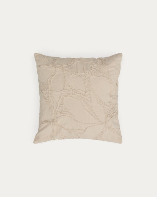 Zira beige flower detail cotton cushion cover 45 x 45 cm