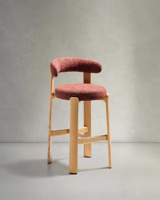 Granite chair in terracotta chenille and solid ash wood with natural tone finish FSC 100% 75cm