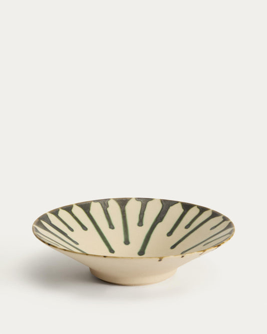 Olmera ceramic tray in beige and green Ø 36.5 cm