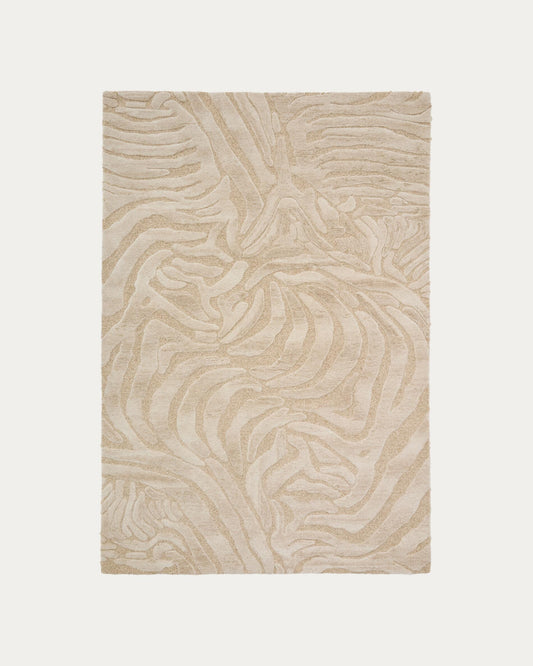 Tribet wool blend rug, jacquard zebra 160 x 230 cm