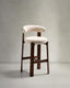 Granite chair in beige chenille and solid ash wood with walnut finish FSC 100% 75cm