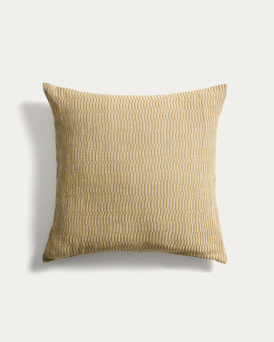 Pillow cover Nerel made of cotton and linen, jacquard, yellow, 50 x 50 cm