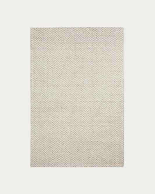 Calira beige woven jacquard wool carpet 230 x 160cm