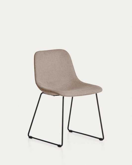 Zahara brown chenille chair with steel legs with black finish FSC 100%