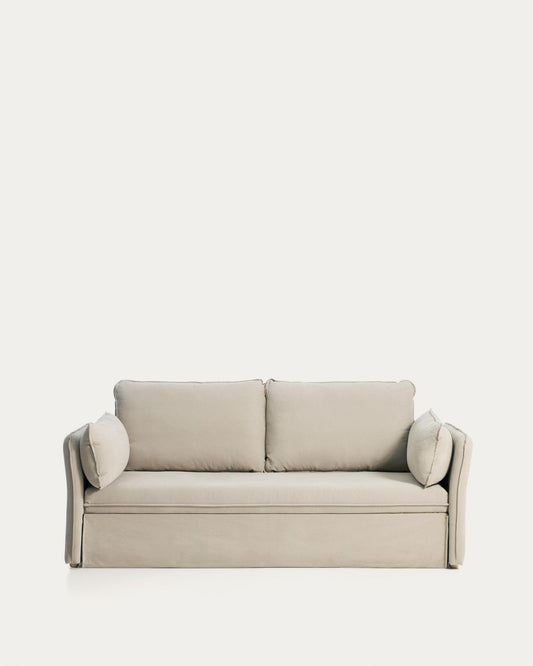 Tanit sofa bed in white with natural finish solid beech wood legs, 210 cm FSC Mix Credit
