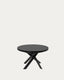Vashti round glass extendable table with steel legs with black finish Ø 120 (160) cm