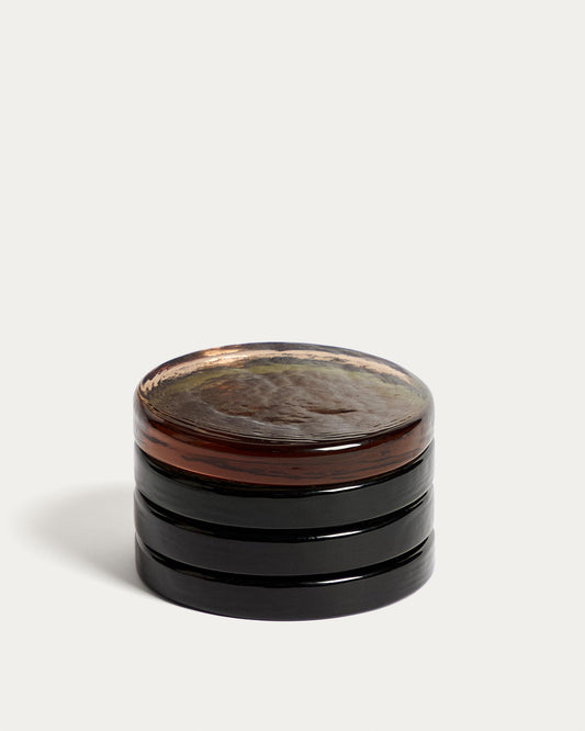 Obila set of 4 coasters made of recycled glass in multiple colors