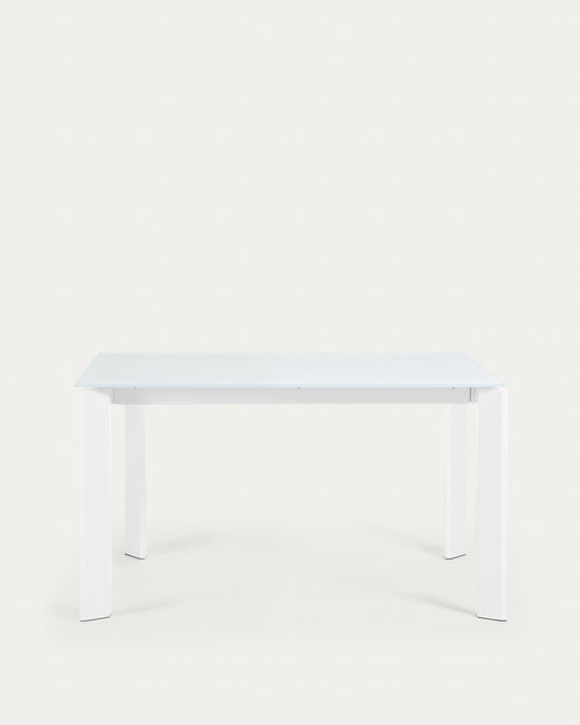 Axis white extendable glass with white steel legs 140 (200) cm