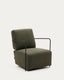 Gamer green armchair with metal in black matte painted finish