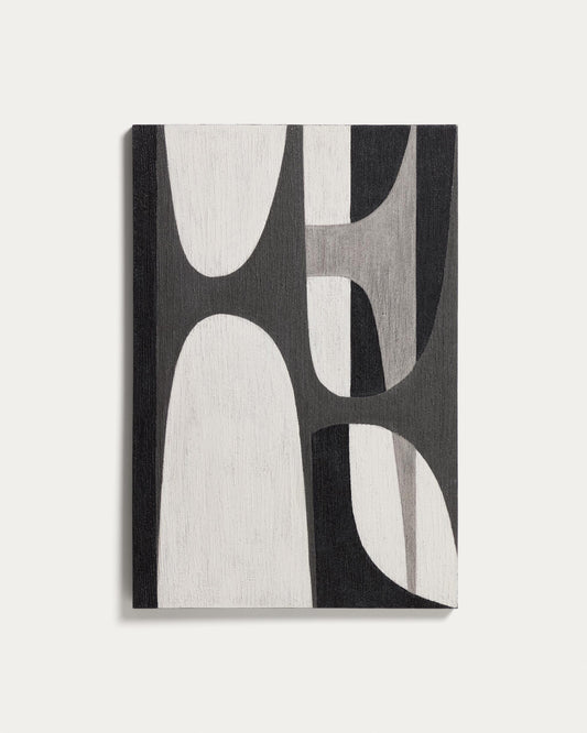 Abstract painting of Onura, black and white, 60 x 90 cm