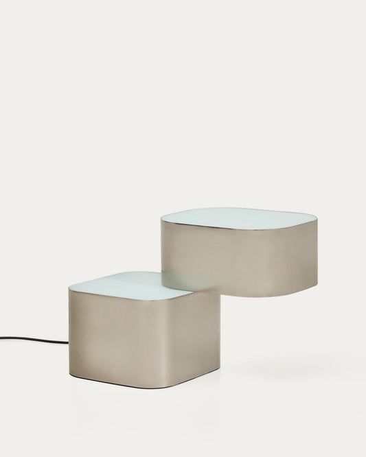 Tandan table lamp in gray metal with a brushed finish