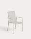 Outdoor stackable chair Canea in texteline fabric in beige color and aluminum in crudo color