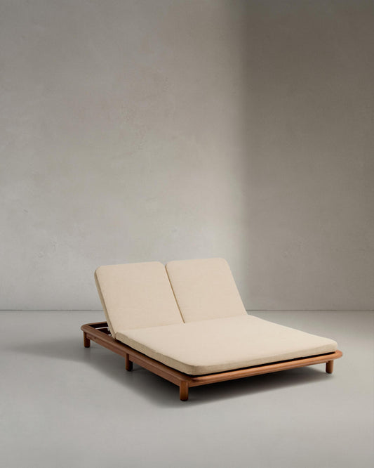 Turqueta double deckchair made of FSC 100% solid teak wood