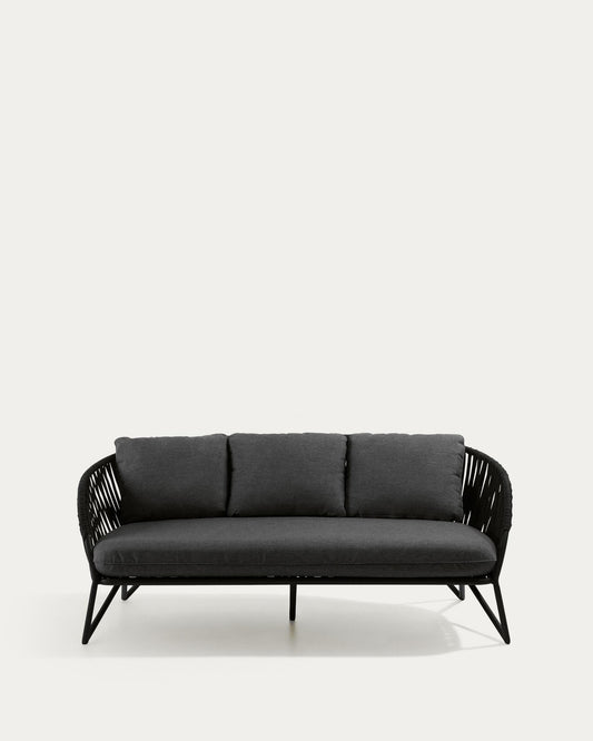 three-seater Branzie sofa in black cord, 180 cm
