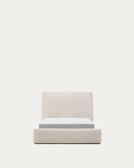 Block bed with removable covers in ecru color for mattress 90 x 200 cm FSC Mix Credit