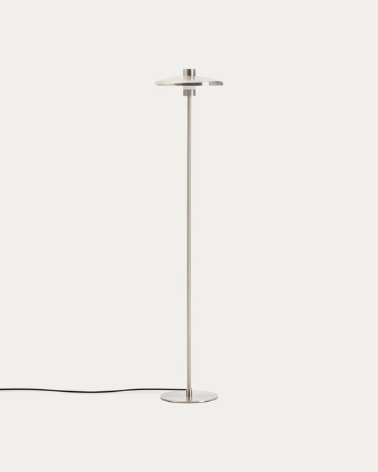 Nuvira floor lamp with a light gray brushed metal base