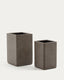 Set of 2 Minoa tall planters with brown stone effect 44 x 44 cm