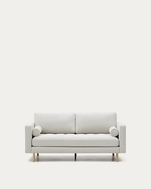 Two-seater Debra sofa in pearl chenille and natural legs, 182 cm FSC Mix Credit