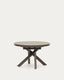 Vashti round extendable table, porcelain and steel legs with brown finish, Ø 120(160) cm